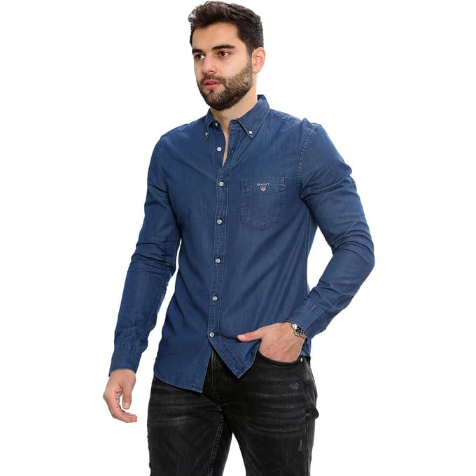 Gant Heren Regular Fit Overhemd | Indigo Overhemd