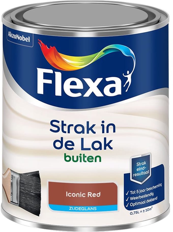Flexa - Strak In De Lak Buitenlak Zijdeglans - Iconic Red - Mengverf - 750 Ml