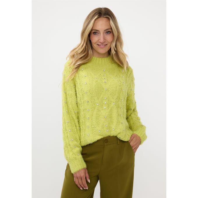 EsQualo Sweater Cable Stones Matcha Green Größe: S | Pullover Outlet | Damen | Grün