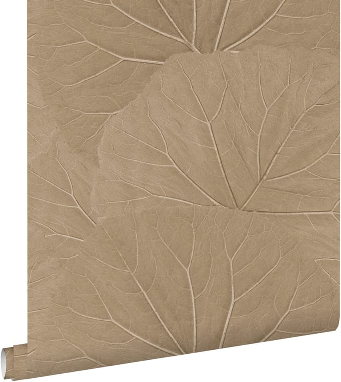 ESTAhome behang bladeren zand beige - 53 cm x 10.05 m - 139917