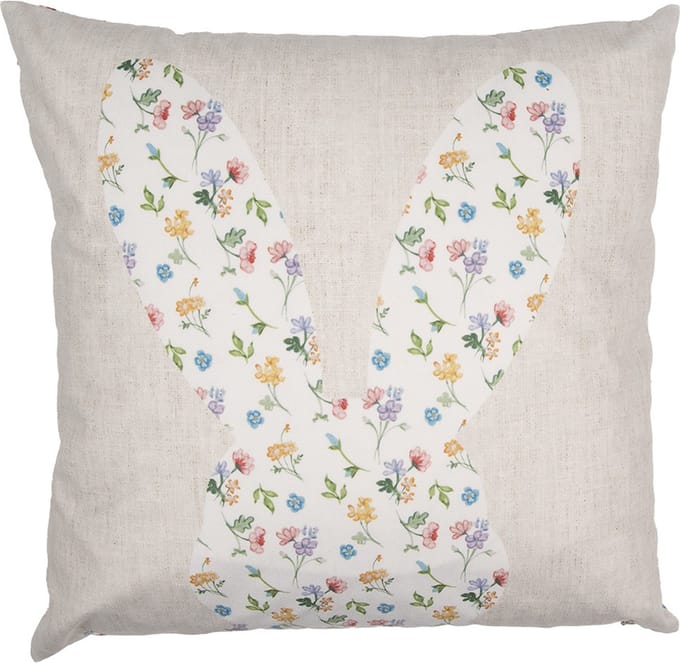 Clayre & Eef Kussenhoes 45x45 cm Beige Polyester Konijn