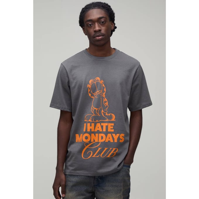 Regular Garfield Licentie Print T-shirt | Charcoal | Size Medium