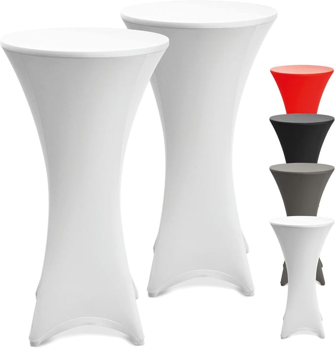 Set van 2 Wasbare Stretch Statafelhoezen 80 cm - Antislip en Strijkvrij