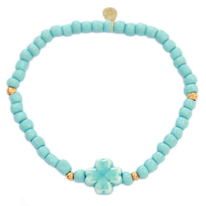 Armband klaver steen blauw