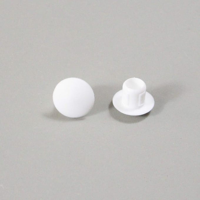 Plastic Gatdopjes - Afsluitdoppen - Gaten Afwerken - Koepelvormige Kop - 6 mm - Wit
