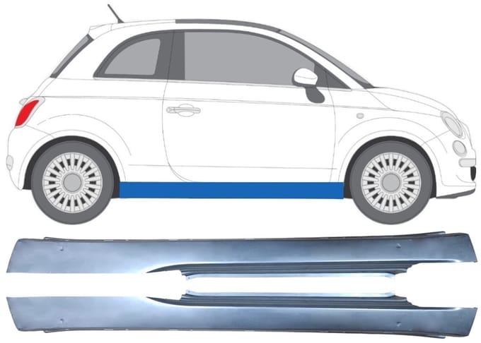 Volledige dorpel voor Fiat 500 2007-2018 / Links + Rechts / Set
