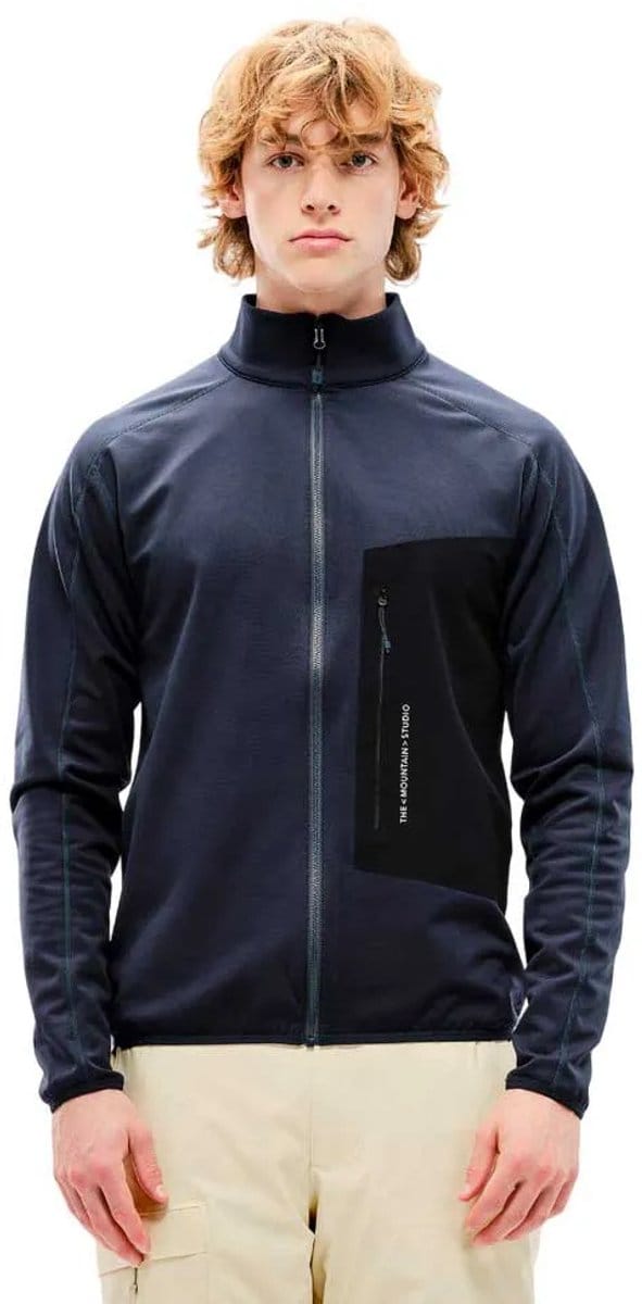The Mountain Studio Tecno Grid T-neck Fleece Met Volledige Rits Zwart XL Man