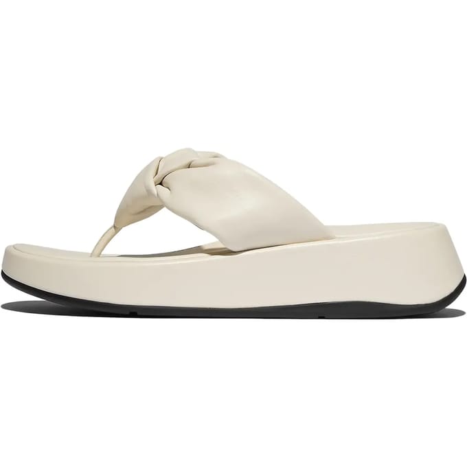 Fitflop Slipper F-Mode Knot Soft-Leather Flatform Toe-Post Beige
