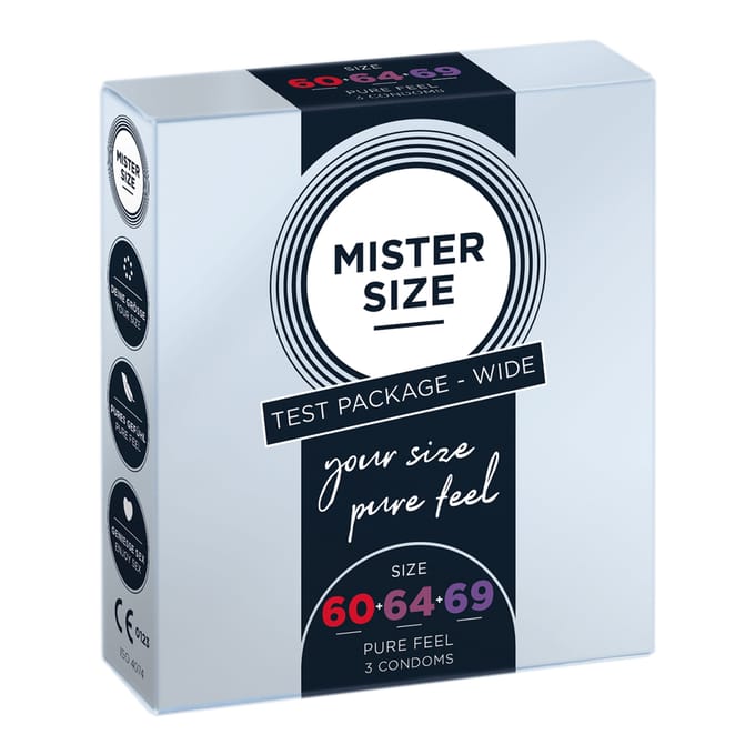 Mister Size TEST KIT - Condooms 60, 64, 69 mm - 3 Stuks transparant
