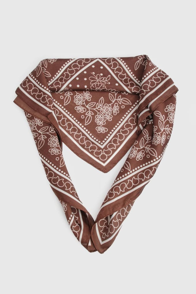 boohoo Dames Satijn Paisley Print dasdoek | Chocoladebruin