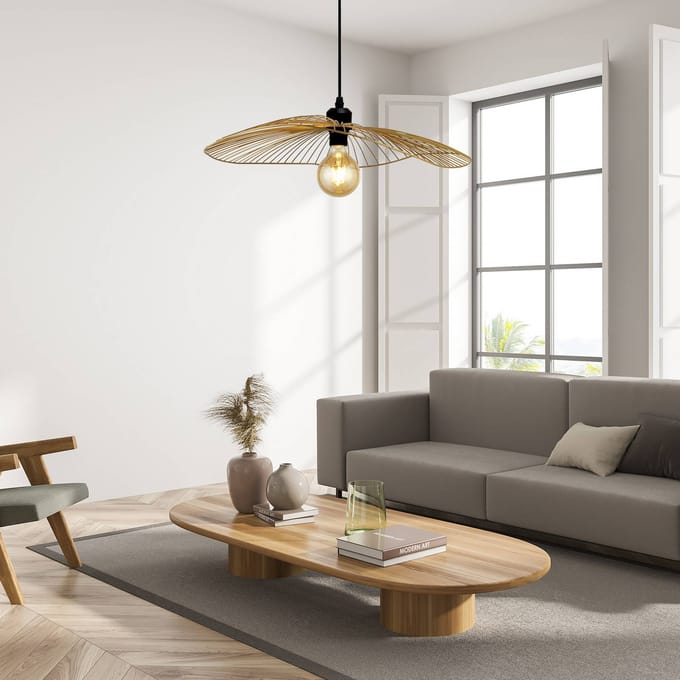 Searchlight Hanglamp Wave, zwart/goudkleurig, Ø 51 cm, metaal