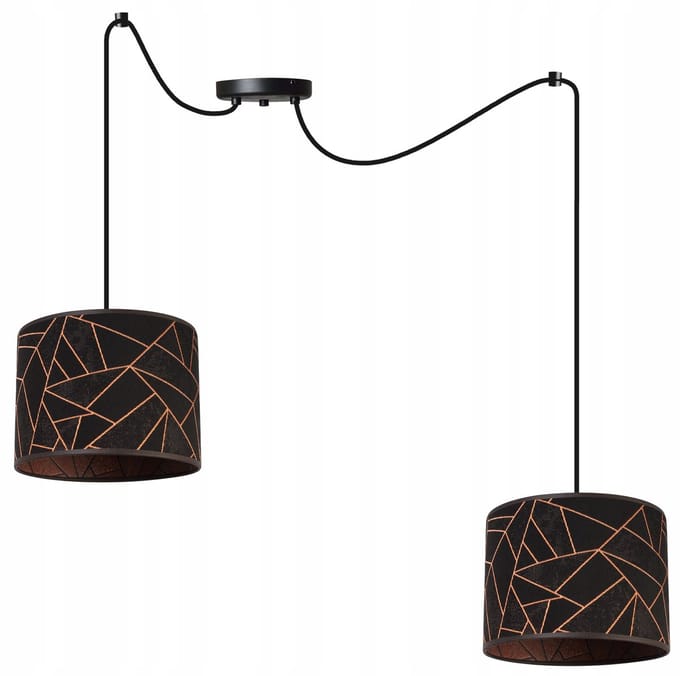 Light-Home WERONA – Hanglamp – 2-lichts – Zwart/Koper – Metalen Constructie – Verstelbare Hoogte