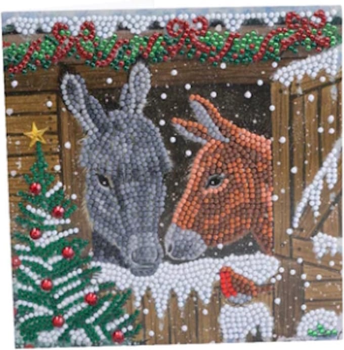 Crystal Card Kit | Diamond painting Winter Donkeys
