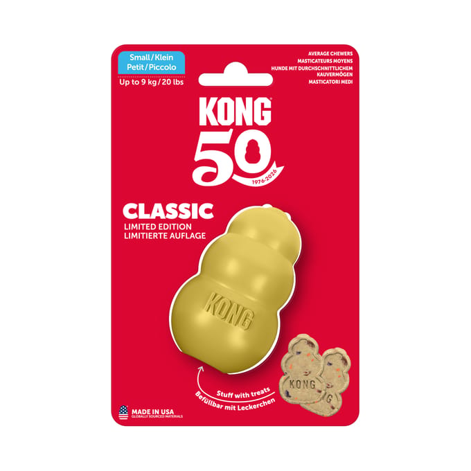 KONG Classic Gold maat S: Ø4,5xH7,5cm hondenspeelgoed
