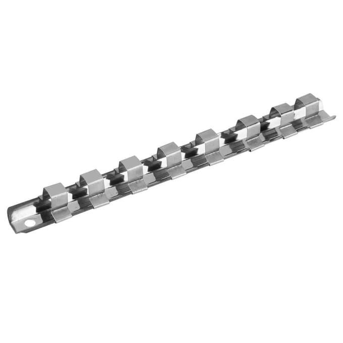 Koolstofstaal 8 Socket Rek Opbergverdeler Rail Bak Houder Plank Standaard Gereedschapsorganizer (3/8 ) gray