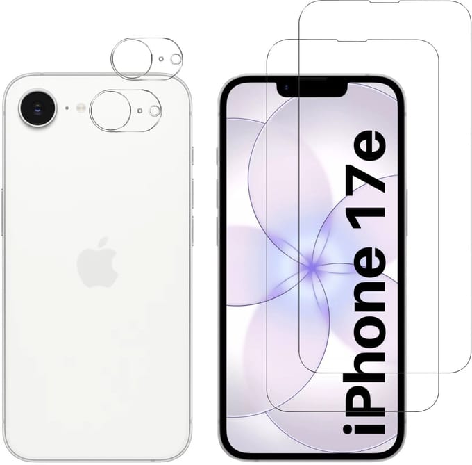 Screenprotector geschikt voor iPhone 17e - 2 stuks Beschermglas van glas Transparante glazen schermbeschermfolie + 2 stuks Camera Protector