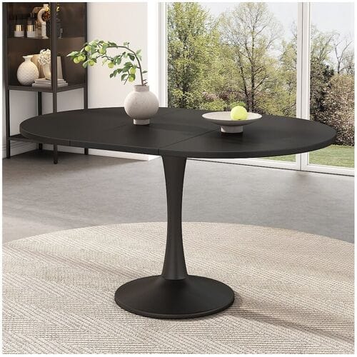 Merax Uitschuifbare eettafel - 100/140 x 100 x 75 cm - eenvoudig en modern - MDF - zwart