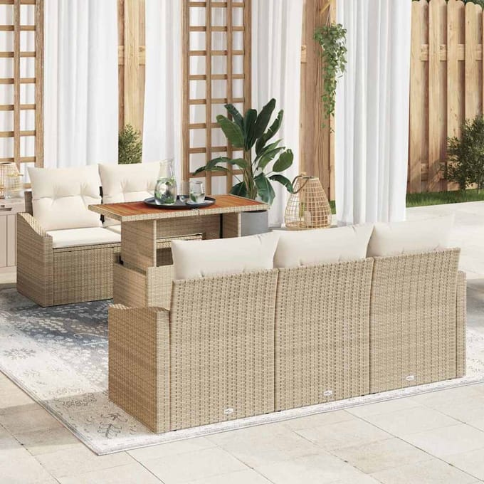 vidaXL - Tuinbank - Set - 6 - st - Beige - en - Crème
