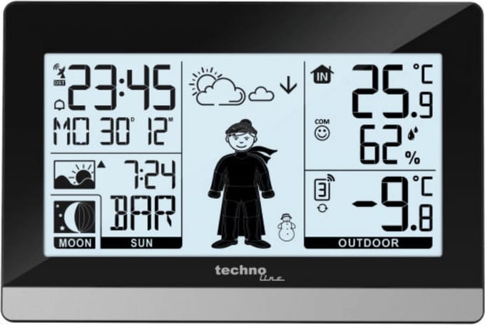 Technoline Weerstation WS 9612 Met thermometer en hygrometer Met 1 buitensensor tot 30 m