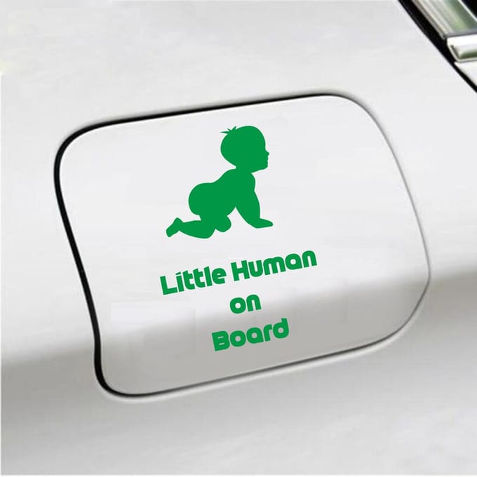 Bumpersticker - Little Human On Board - 10 X 15 - Groen