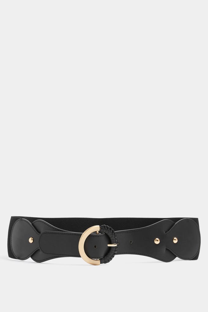 Yours Zwarte Brede Elastische Riem Met Ronde Gespsize 42-44