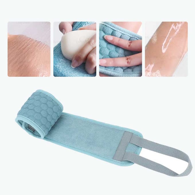 Lange Huishoudelijke Exfoliërende Rug Bad Spons Dubbelzijdige Douche Reinigingstool Badschuim Handdoek gray