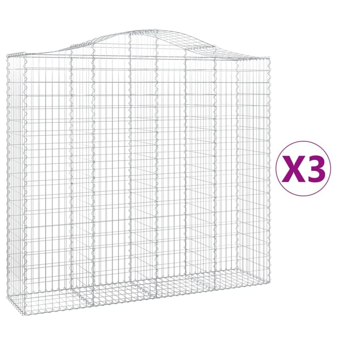 vidaXL - Schanskorven - 3 - st - gewelfd - 200x50x180/200 - cm - ijzer