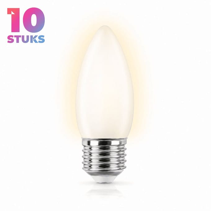 10x Kaarslamp Gloeilamp E27 - 25W - Warm Wit Licht (2700K) - 150 lm - 1 jaar - Dimbaar