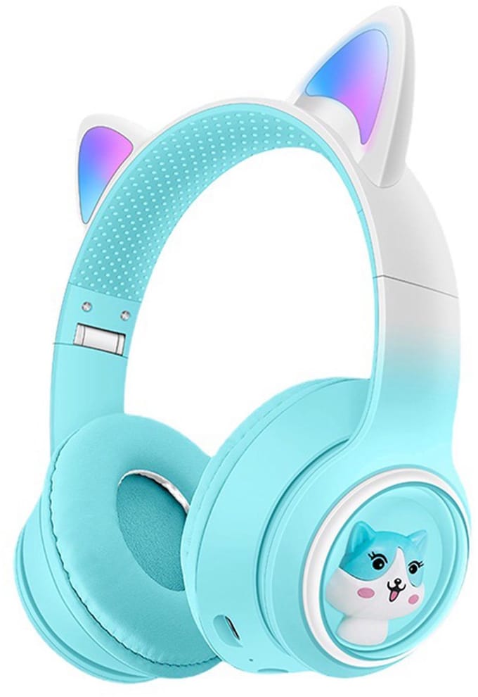KINSI Draadloze Bluetooth Headset met LED-Kattenoren | Kleurvolle LED-Lichting | Ingebouwde Microfoon | FM-Radio | Gaming & Streamen