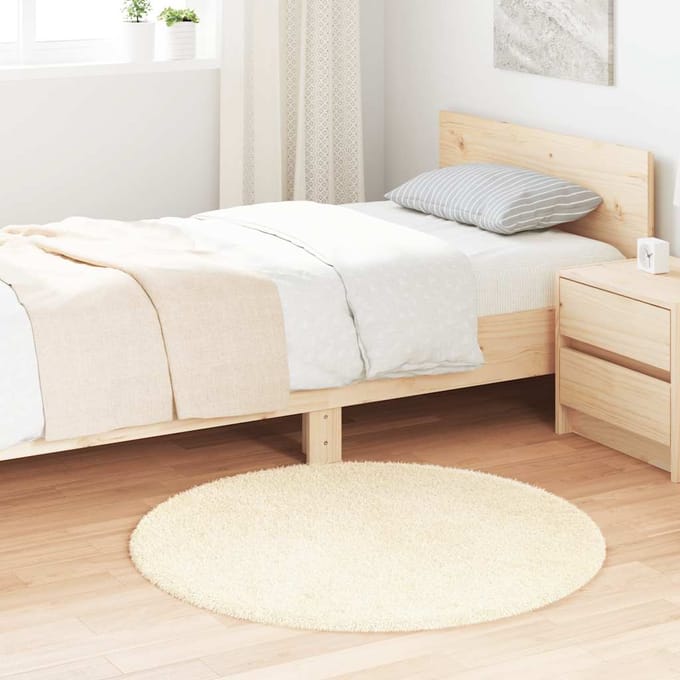 vidaXL - Hoogpolig - vloerkleed - NAVARRA - 100x100 - cm - polyester - crèmekleurig