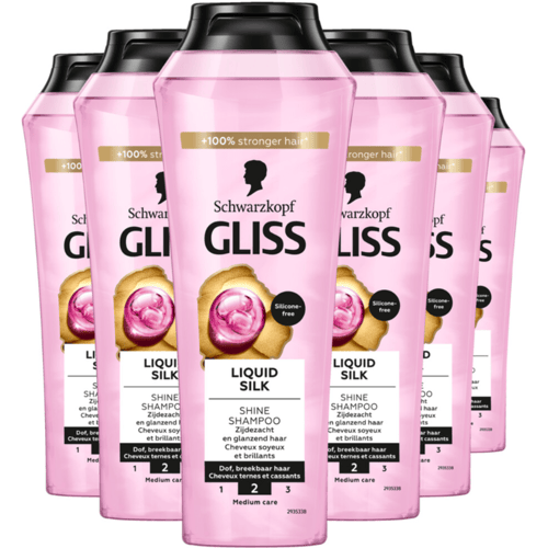 Gliss Kur Shampoo 6 x 250 ml - Vloeibare Zijde voor zijdezachte en glanzende verzorging van uw haar in elke wasbeurt