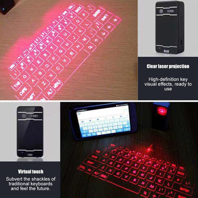 Draadloze Projectie Bluetooth Virtueel Toetsenbord voor Smartphone en Tablets wit