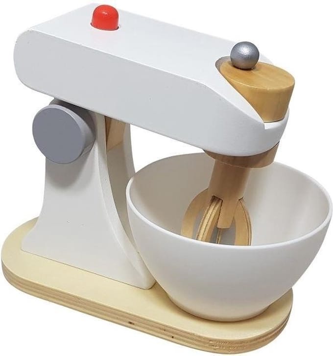 Houten mixer wit met zilver
