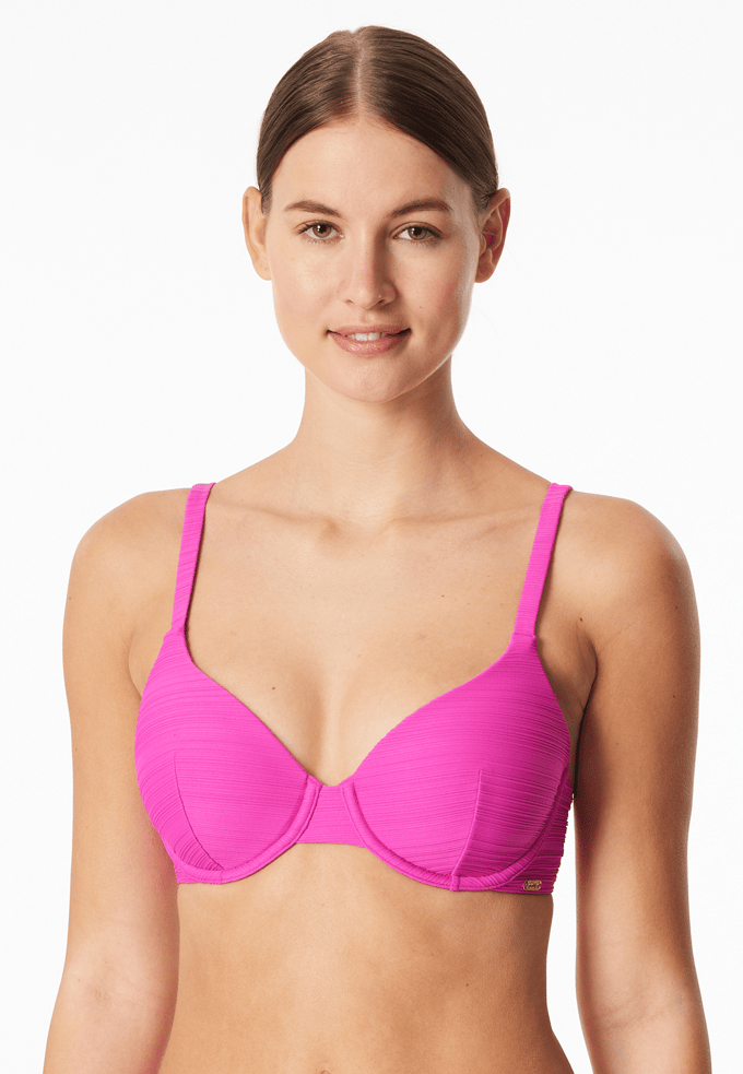 Bikini-top met schaalvormig model, fuchsia - aquablauw 40C