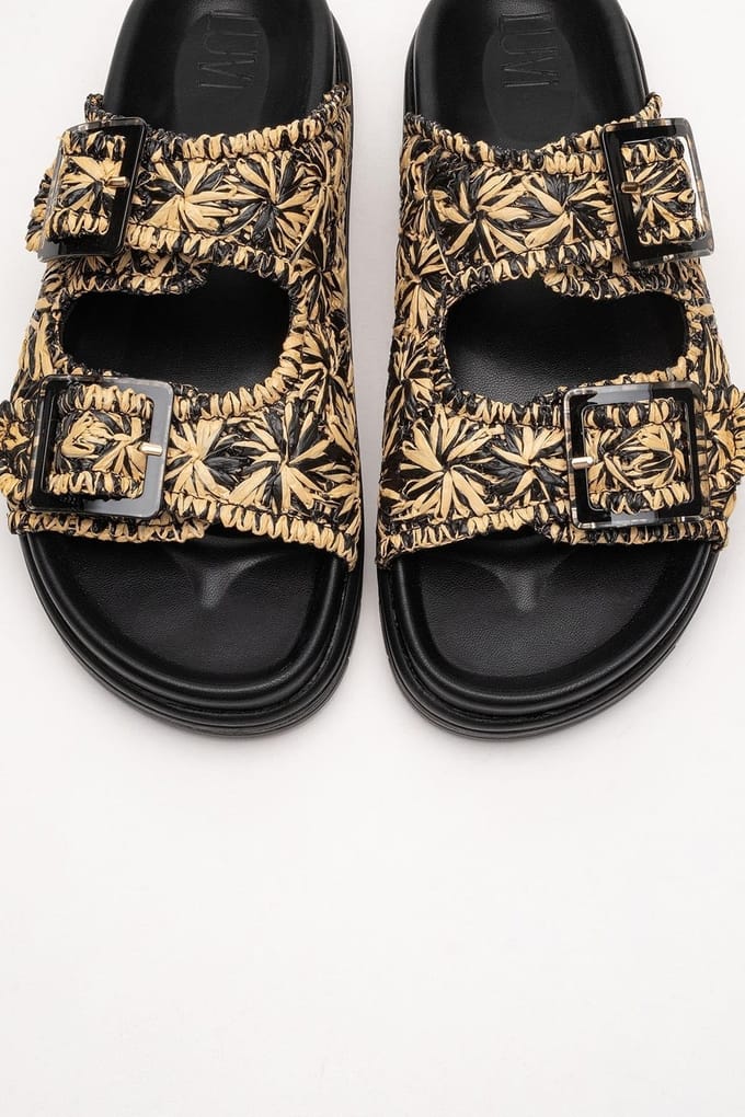 Milana Leer Double‑Strap Sandaal (Women)