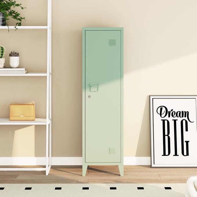 Lockerkast Kurikka metaal 137x38x38 cm pastel groen [en.casa]