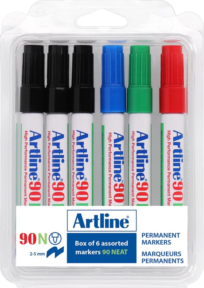 ARTLINE 90 NEAT Permanent markers Kit - 6 stuks - Verschillende kleuren