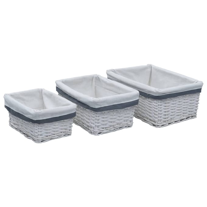 vidaXL - 3-delige - Mandenset - stapelbaar - wilgen - wit