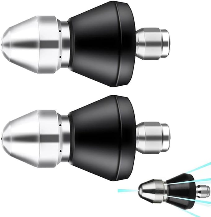 2 Stuks Riool Ontstopper Nozzle voor Hogedrukreiniger - Krachtige Pijpreiniger Set