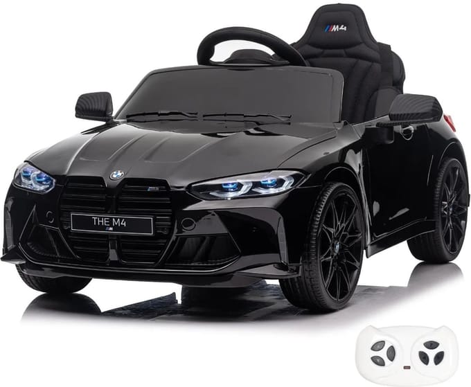 BMW M4 Competition - Elektrische Kinderauto 12V - 1 tot 5 jaar - Zwart