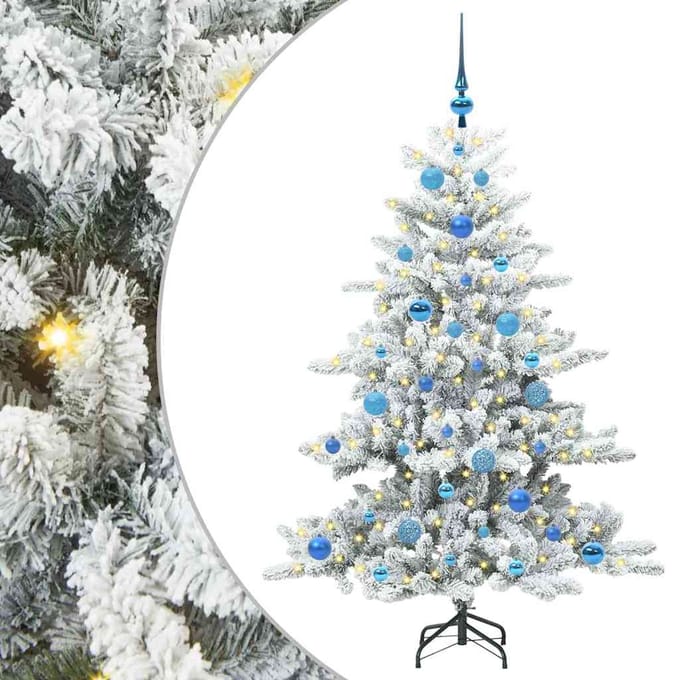 vidaXL - Kunstmatige - Hinged - Kerstboom - Wit - 150 - cm - PVC - en - Staal