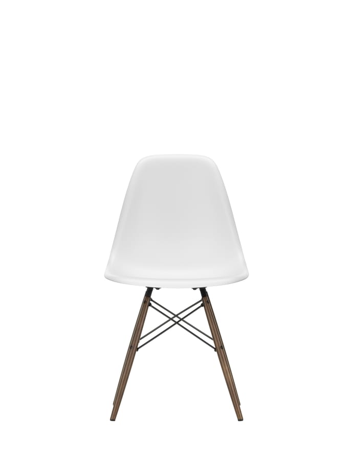 Vitra DSW Eames Plastic Side Chair - katoen wit RE - donkere esdoorn
