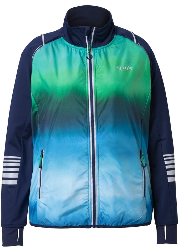Ulla Popken - Dames - 2-in-1 functioneel jack powerstretch afneembare mouwen - Donkerblauw - Maat 50+