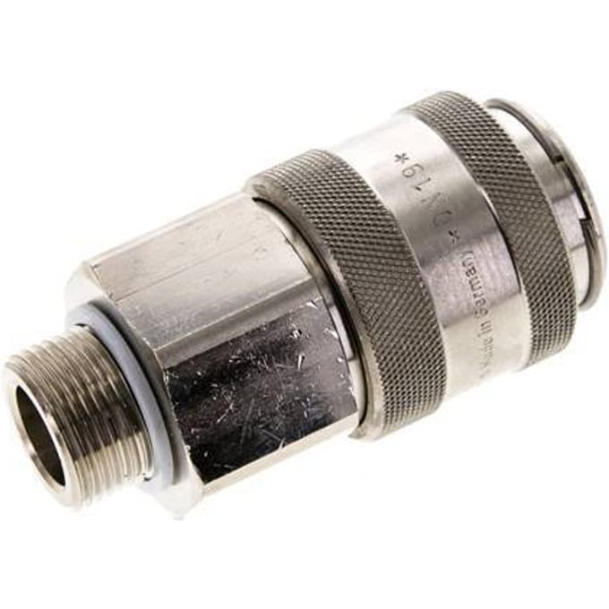 Vernikkeld Messing DN 19 Luchtkoppeling Snelkoppeling G 3/4 inch Buitendraad Double Shut-Off - CLS19-M-BN-SV-034