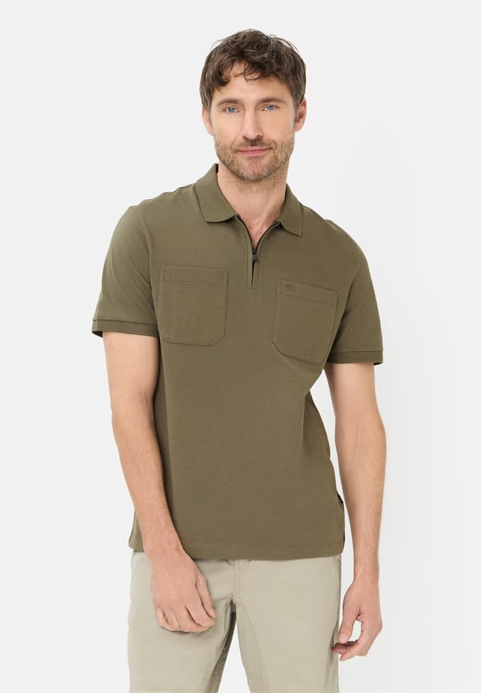camel active Poloshirt met rits - Maat - Olijfgroenmenswear-M