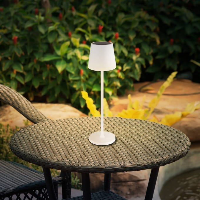 Globo Solar-tafellamp 36637, IP44, wit