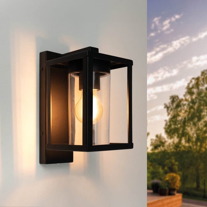 Ledvion - LED Wandlamp Incl. Sensor - E27 - IP44 - Zwart