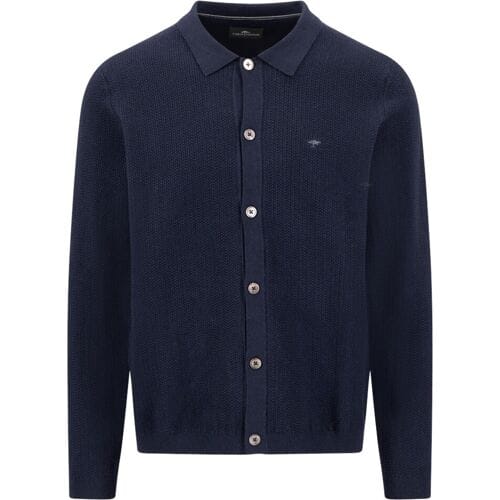 Fynch-Hatton Vest Buttoned Cardigan Allover Structure Navy / male