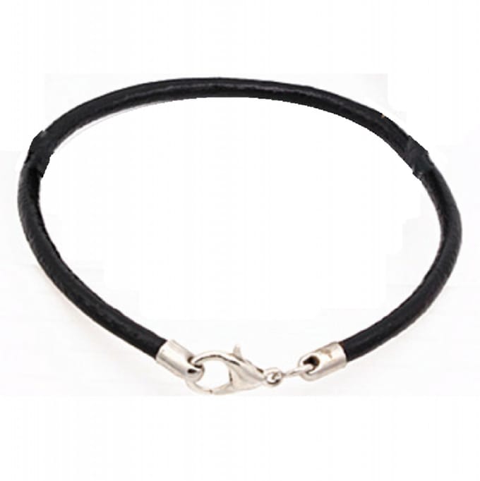 Armbandje -(basis) -zwart -leatherlook- extra lang- 25 cm - Charme Bijoux