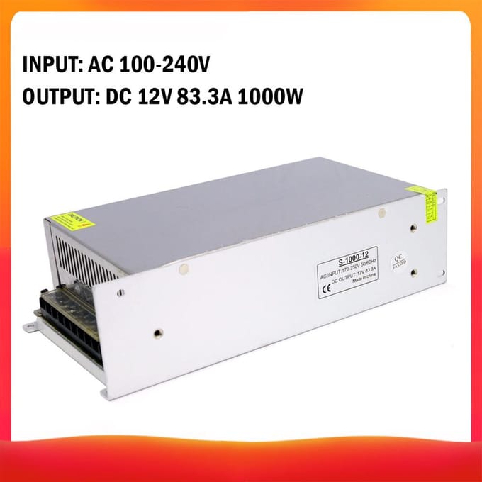 Convertisseur de tension AC 100-240V vers DC 12V 83.3A régulé DC 12V 83.3A 1000W